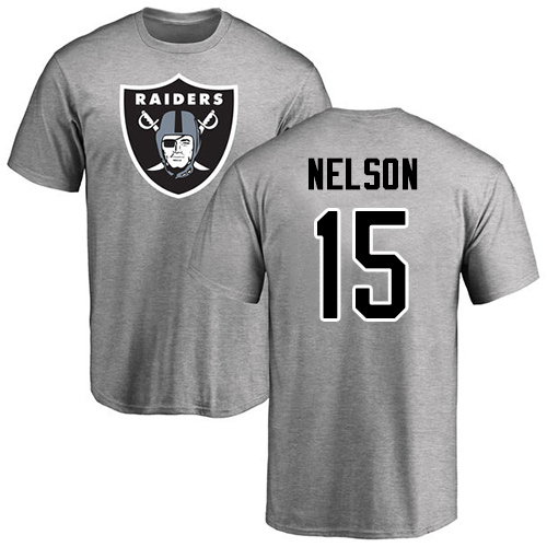 Men Oakland Raiders Ash J  J  Nelson Name and Number Logo NFL Football #15 T Shirt->nfl t-shirts->Sports Accessory